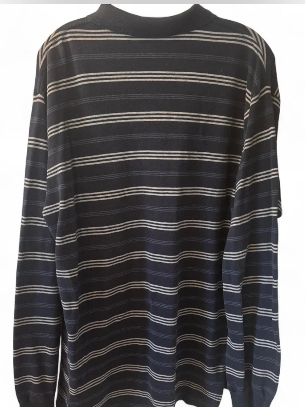 Vintage 90s Ralph Lauren Navy White Striped Long-Sleeve Rugby Polo Shirt Preppy